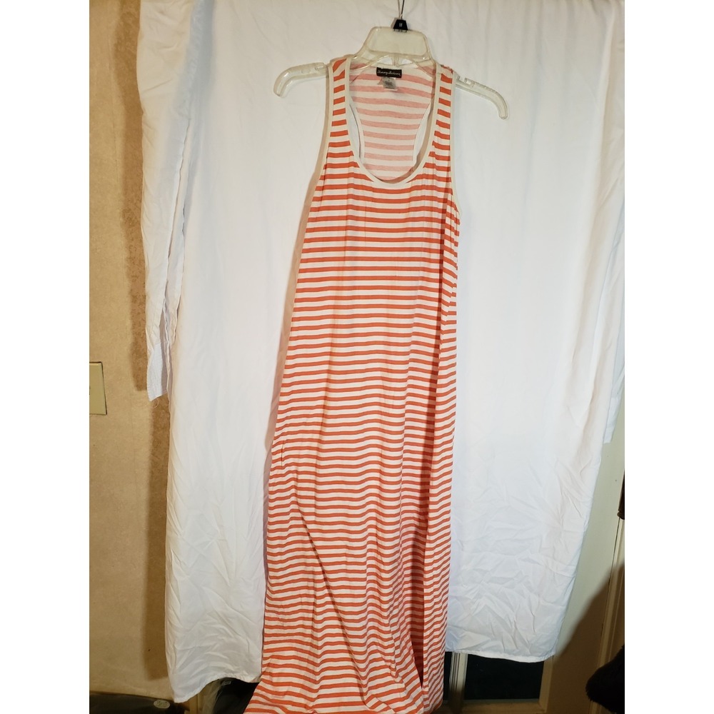 Women's Tommy Bahama Peach Striped Sleeveless Maxi Sundress Size M